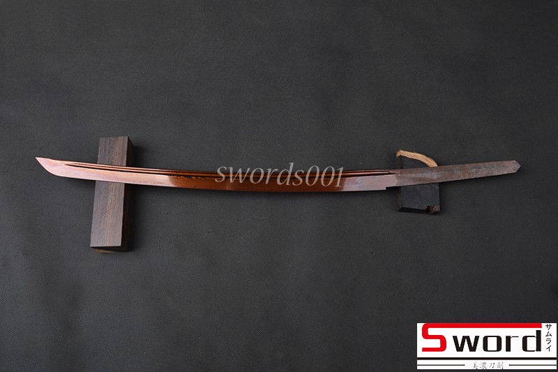 Bloody Red Folded Steel Naked Blade Japanese Wakizashi Blank Sword Real Sharp