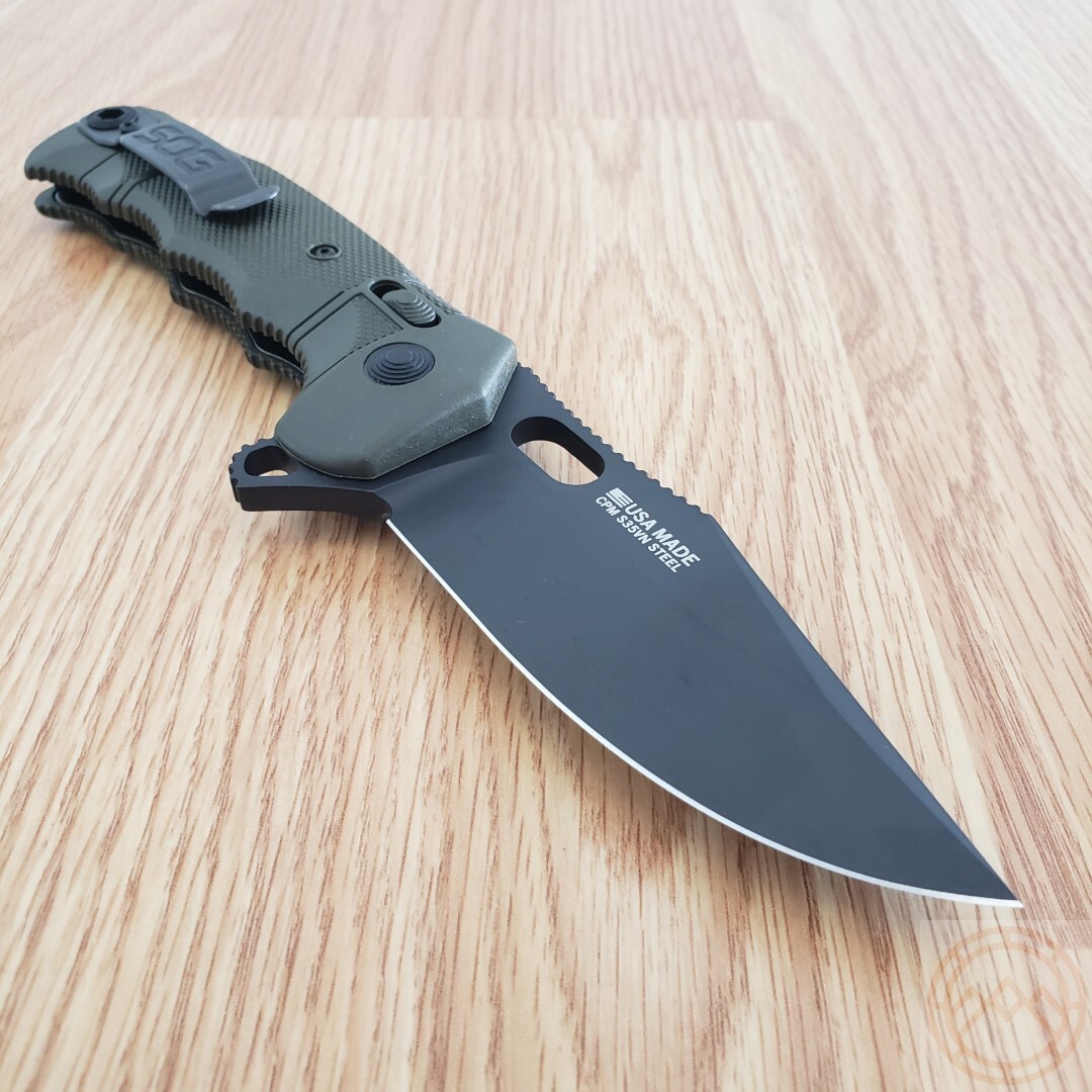 SOG SEAL XR Folding Knife 4″ S35VN Steel Clip Point Blade OD Green GRN Handle