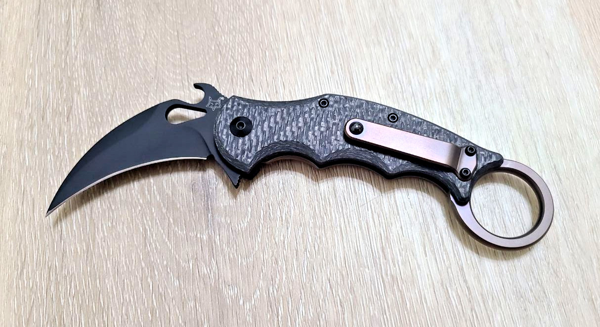 Fox Knives FX-599TICS Carbon Fiber/Titanium Black Made In Italy Karambit