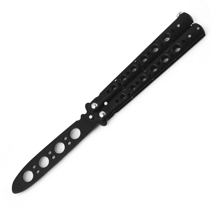Butterfly Trainer Training Dull Knife Tool Black Silver Metal Practice