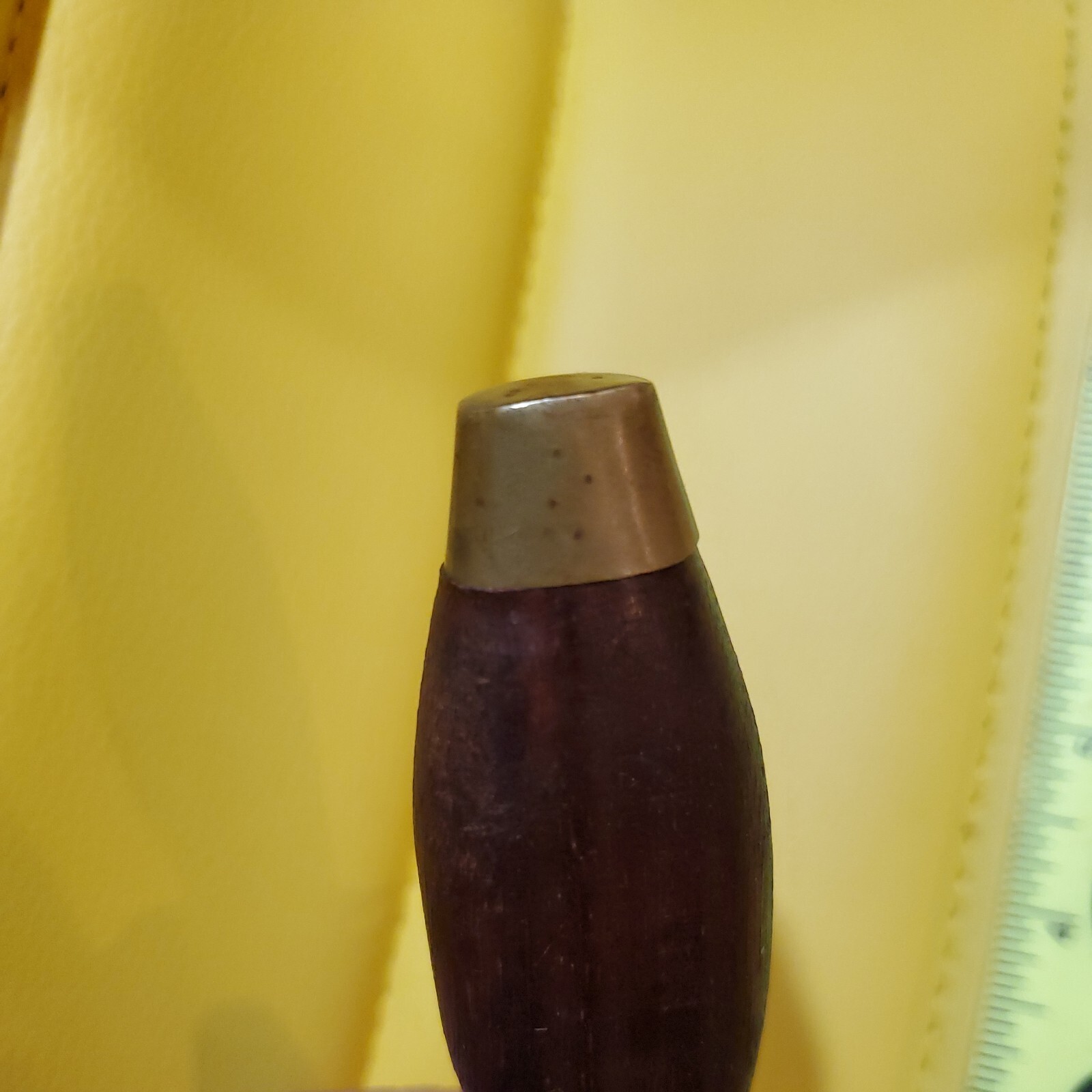 Vintage 4″ Knife Dagger Wooden Handle Brass Pommel and Hilt with Leather Sheath