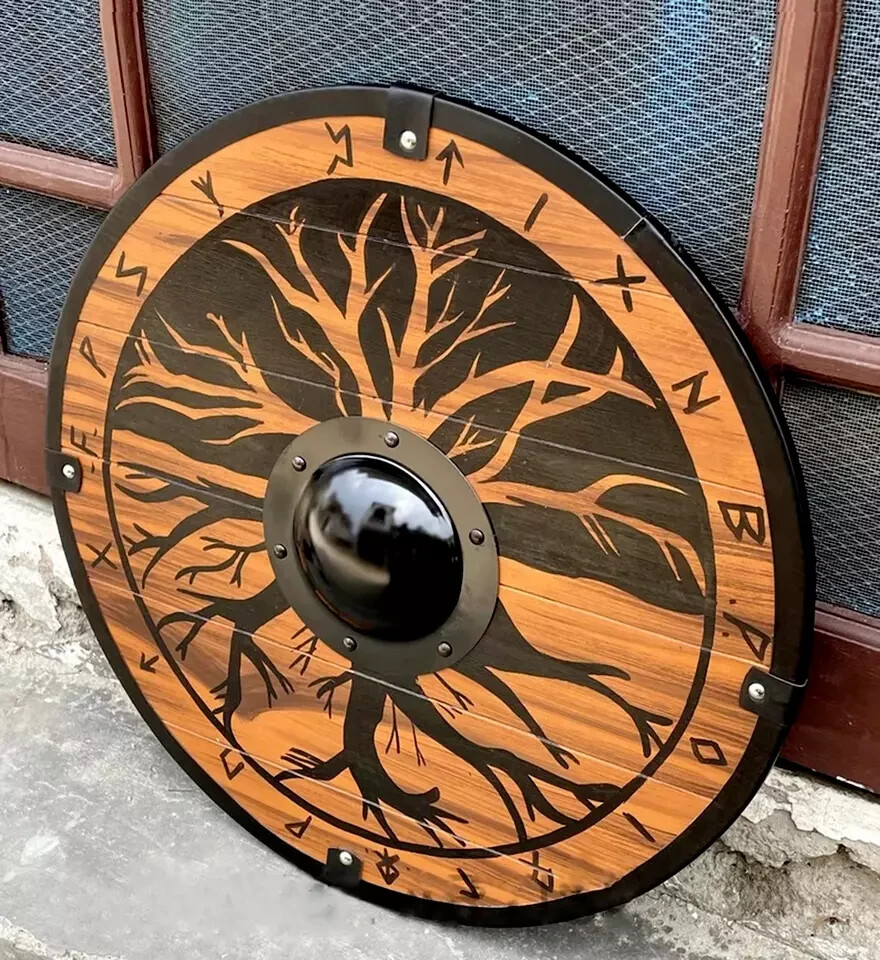 Viking Norse Mythology Tree Of Life Shield-Battle Worn Shield-Wall Decor Shield