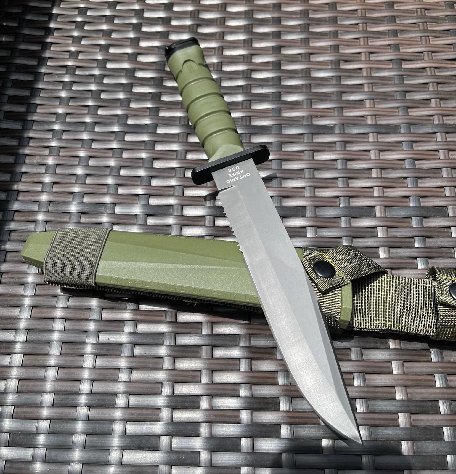 Ontario Knife OKC3S USMC Combat 8″ Blade and Scabbard Green
