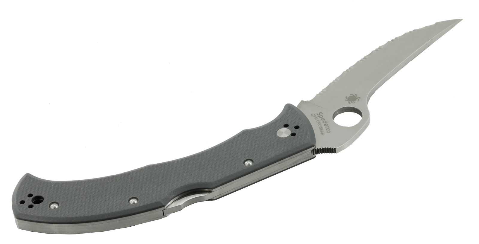 Spyderco Massad Ayoob Gray G-10 CRU-WEAR Sprint Run, Serrated Edge Folding Knife