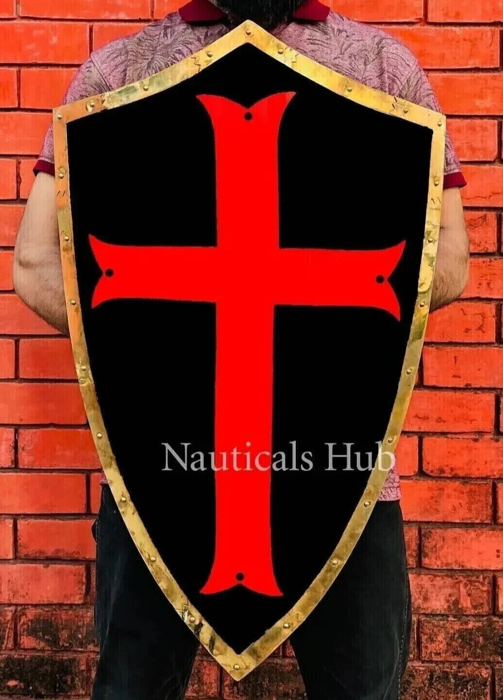 Medieval Templar Knight Red Cross Battle Cosplay Reproduction armor shield