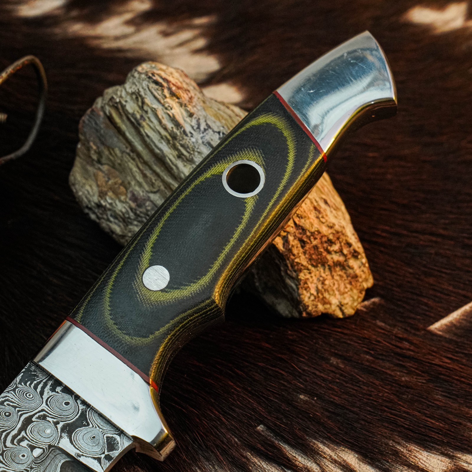 8.8″ Clip Point Knife Damascus Steel Hunting EDC Full Tang Blade Micarta Handle