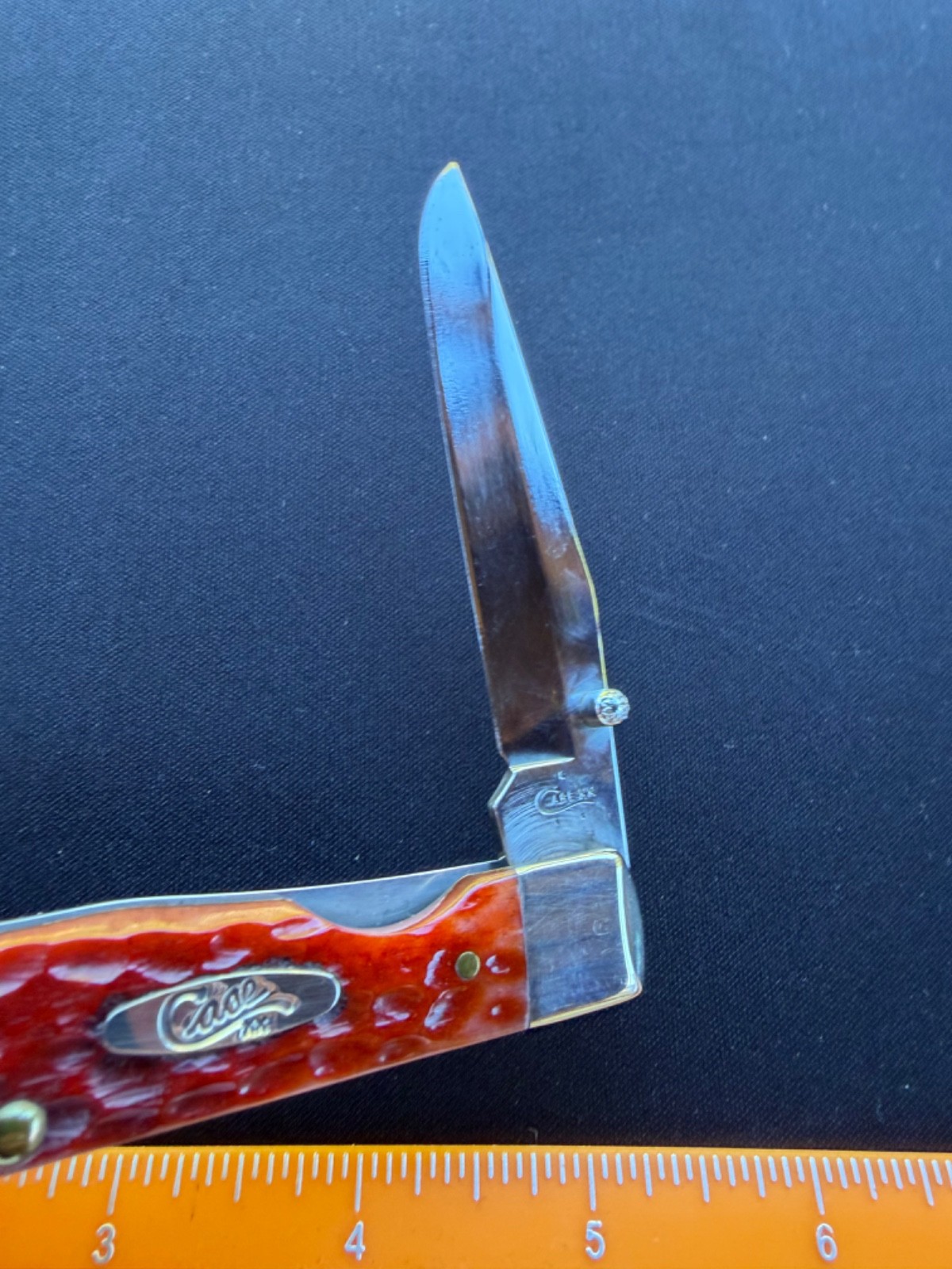 2017 Case XX USA 6154L CV Trapperlock Red Bone Linerlock Pocket Knife Used
