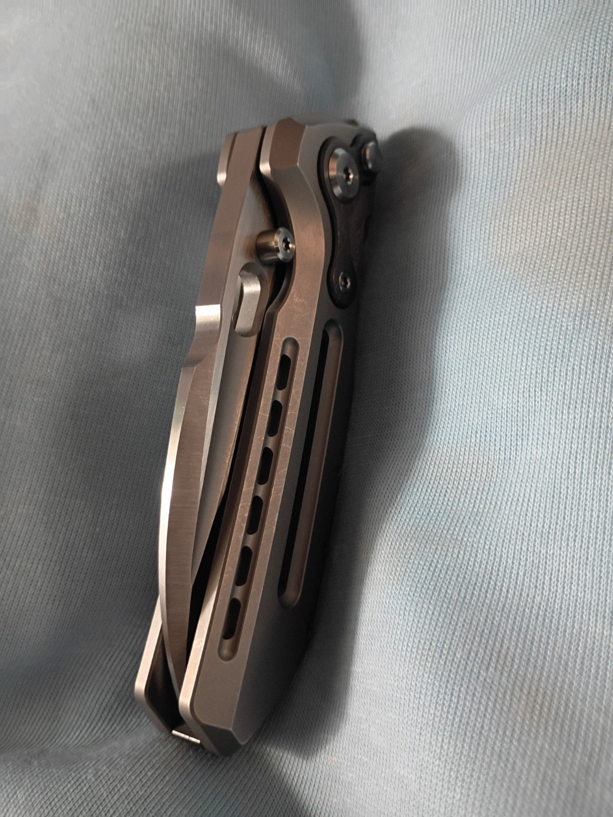 Reate T6000 Titanium Zirconium M390 Bead Blasted Knife Blade Folder Beast