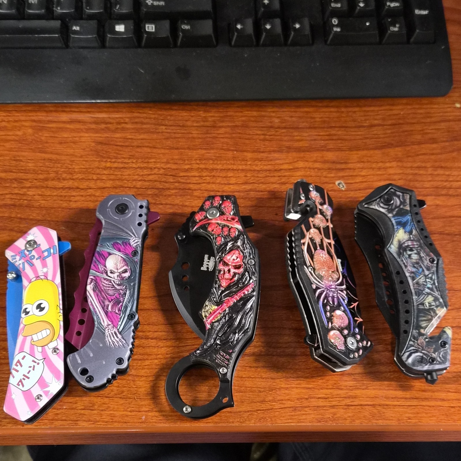 Tac-Force Lot of 5 Tactical Pocket Knives, Aluminum, 2.76-4in SS, Liner