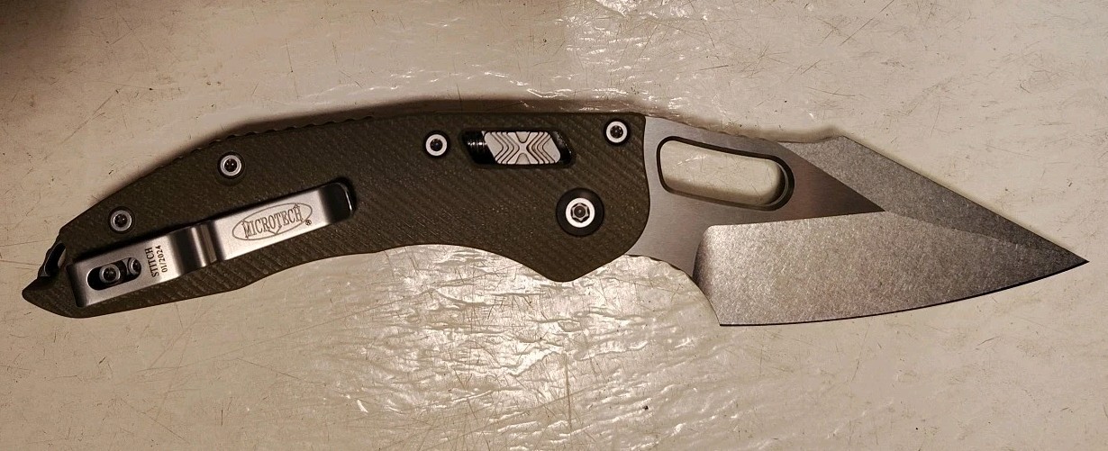 New Microtech Manual Stitch Ram-Lok 3.65″ Bohler M390MK SW Spear Pt OD Green G10