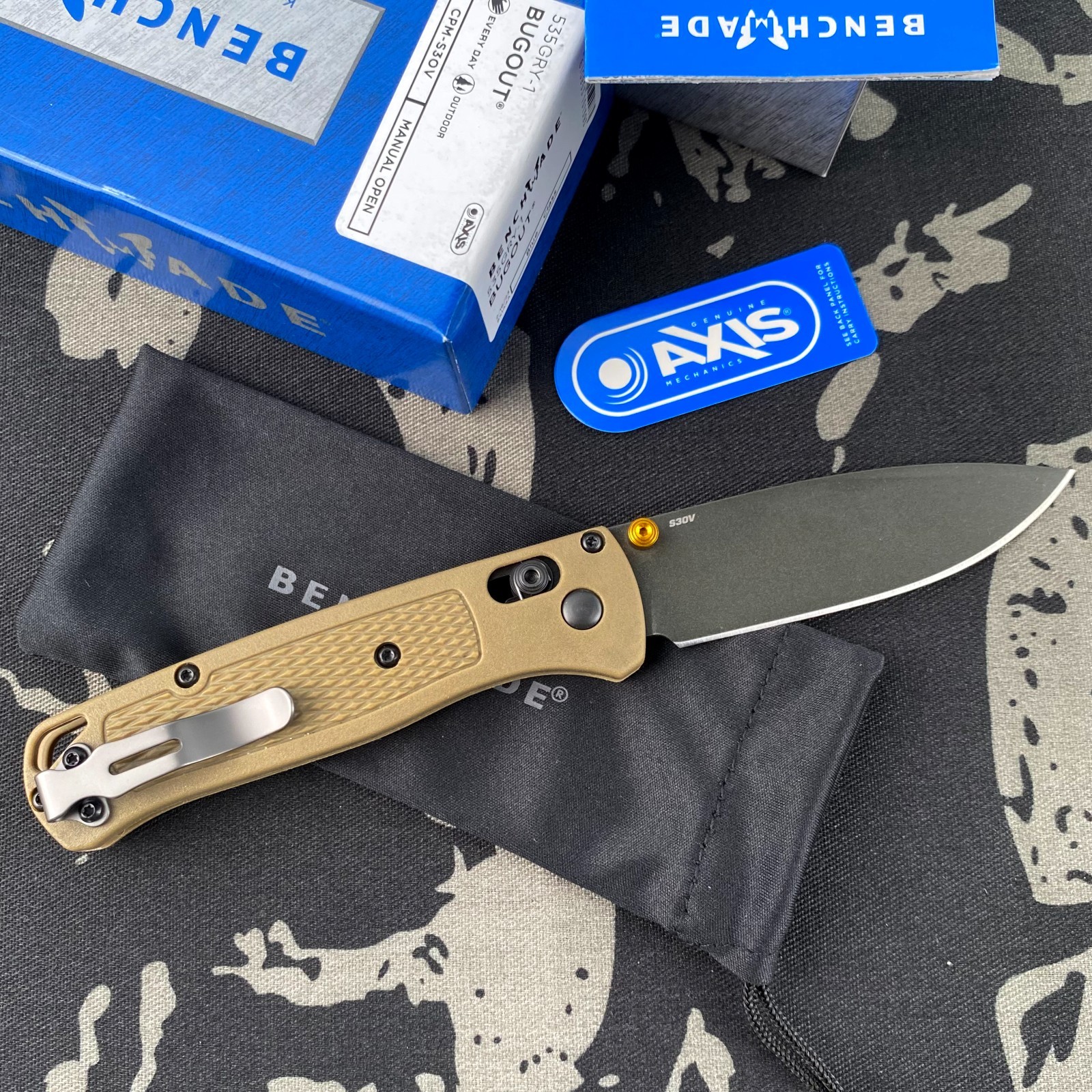 Benchmade 535GRY-1 Bugout CPM-S30V BLADE Ranger Green Handle Folding Knife