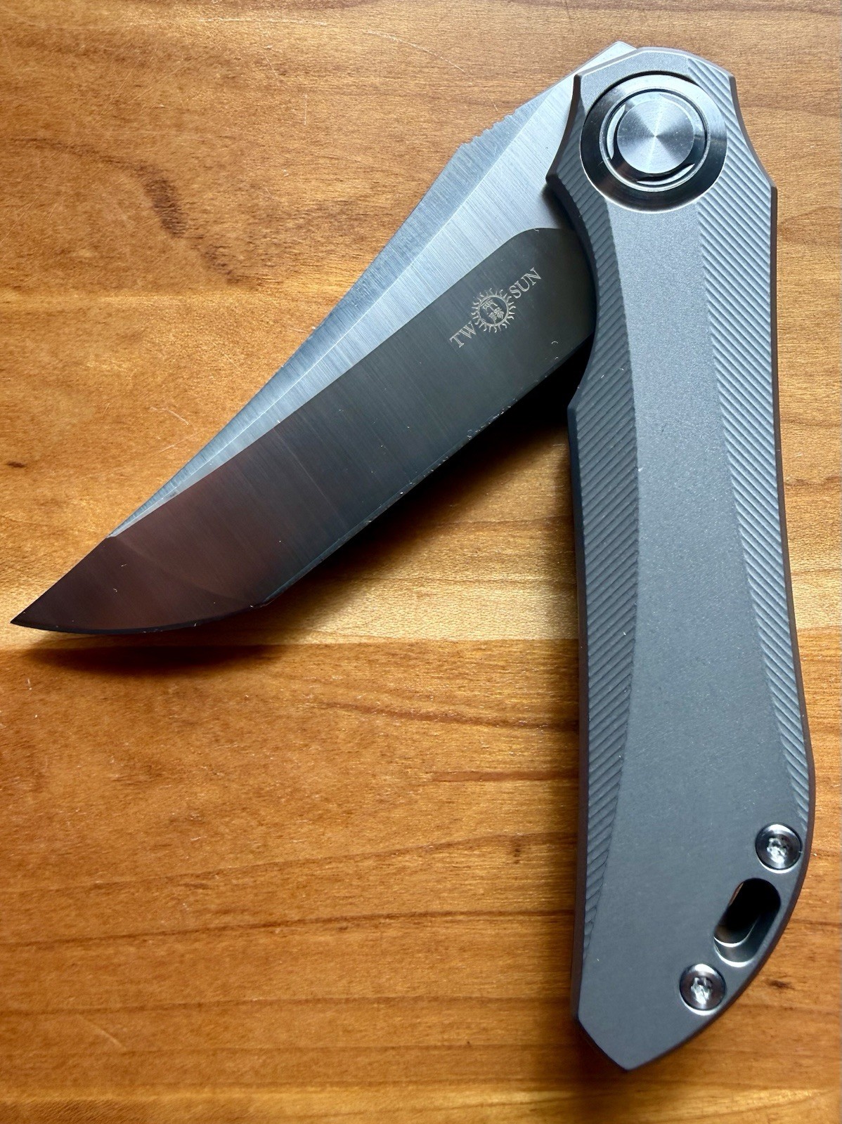 TwoSun TS195 Flipper Knife Titanium Handle M390 Reverse Tanto Blade – NIB
