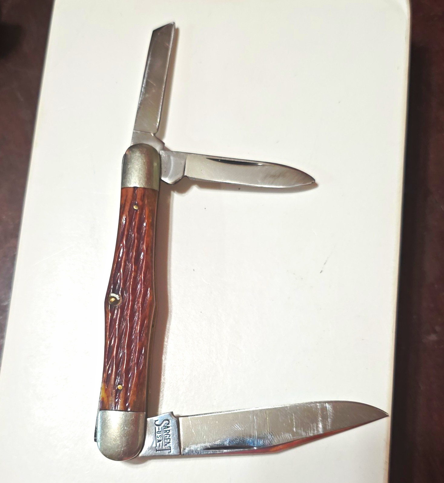 Schrade USA1 3-Blade Slipjoint Pocketknife, Stainless, Brown Wood Handle 1983