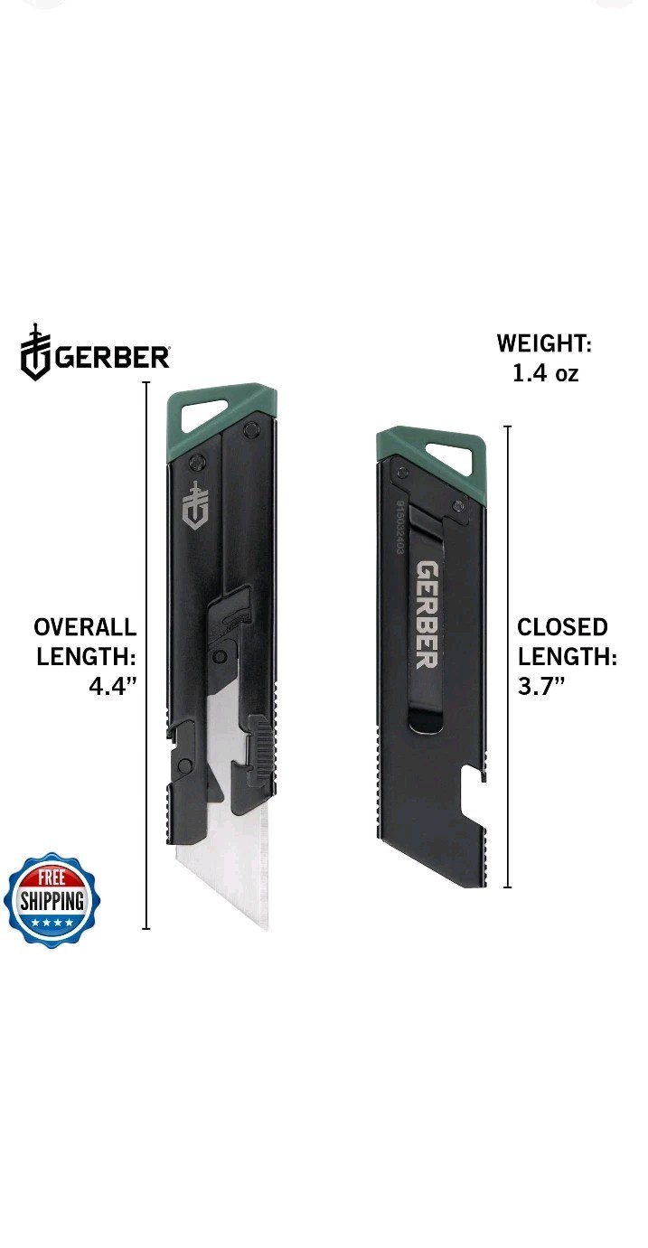 GERBER Gear EAB Slim Compact Utility Knife Pocket Clip Slide Lock 1.4 OZ