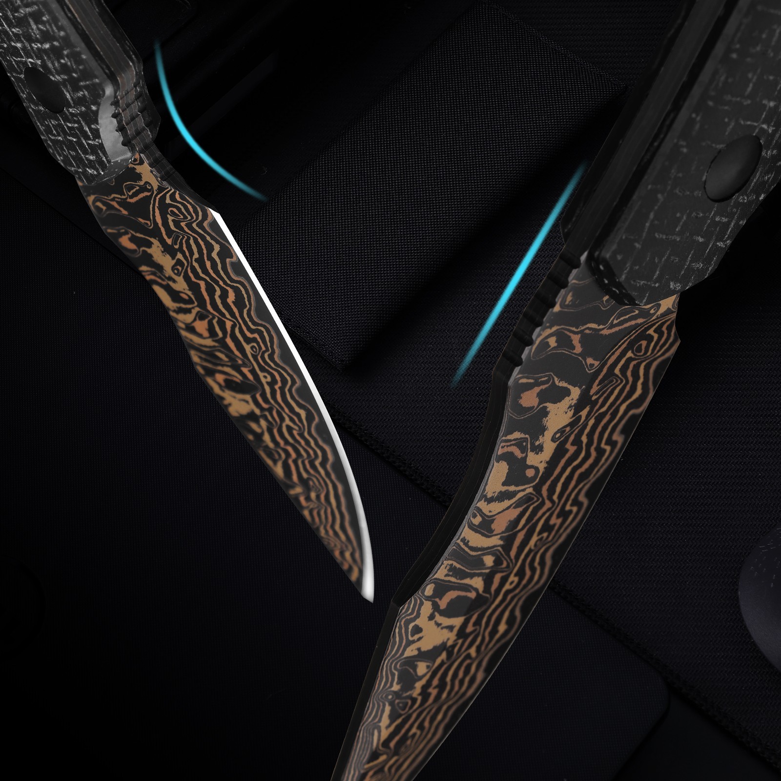 Kizer Bone Fixed Knife Copper Damascus Blade Micarta Handle With Sheath 1122A2