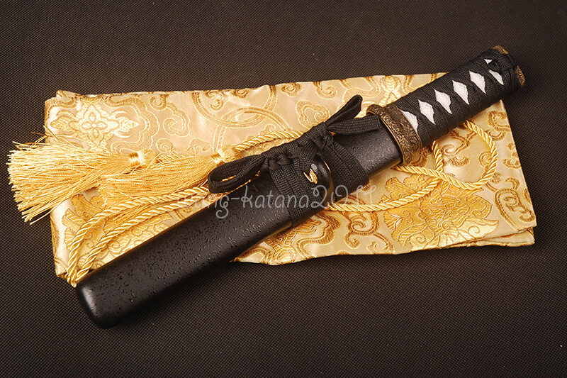 16» Handmade Sharp Short Knife Black Japanese Samurai Tanto Sword Self-defense