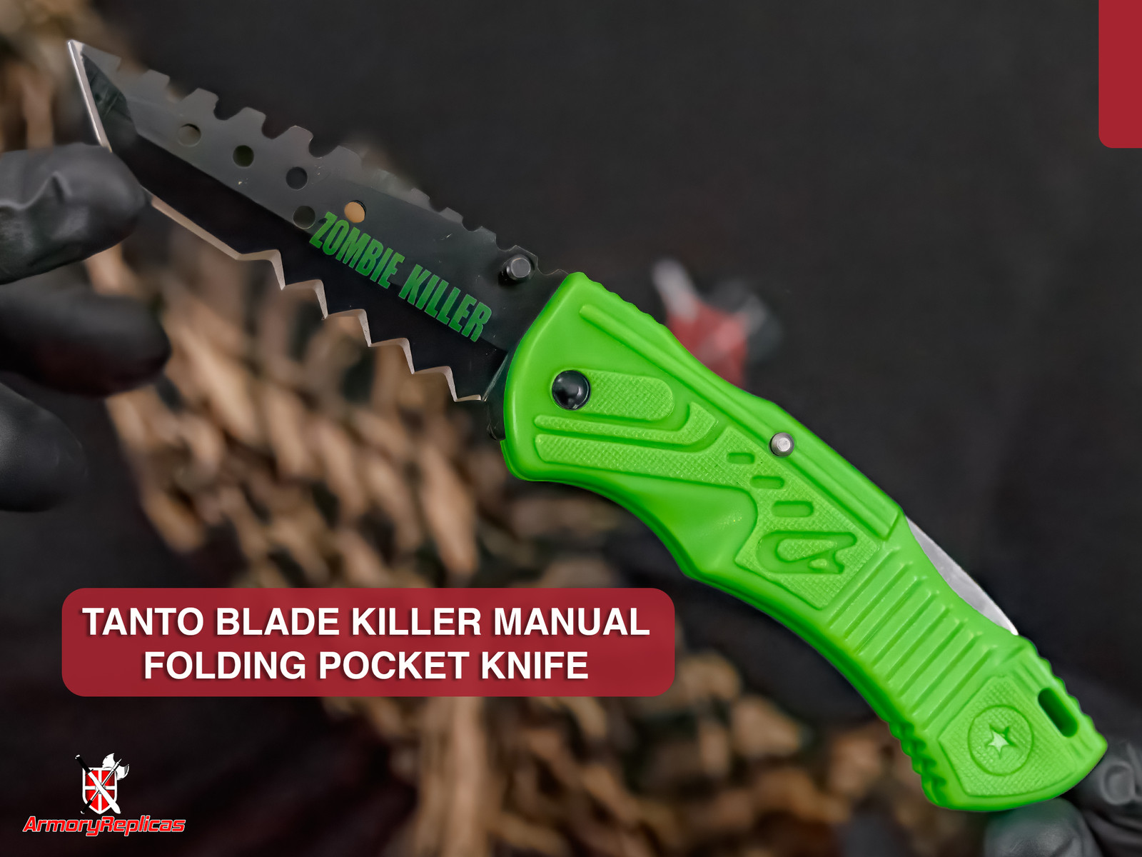 7.75″ Zombie Killer Tanto Blade Tactical Folding Pocket Knife w/ Belt Clip