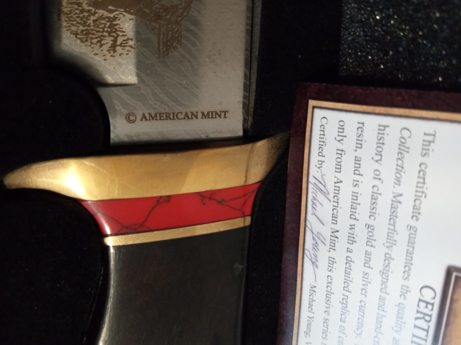 American West Gold and Silver Coin Bowie Knife Collection 7″ Blade Knife & Box