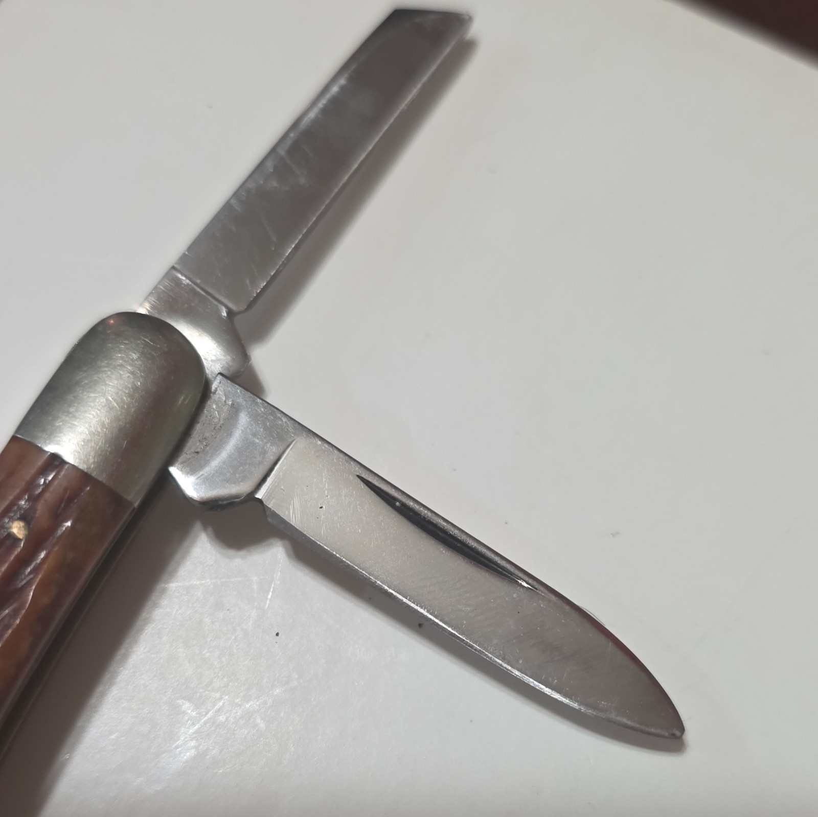 Schrade USA1 3-Blade Slipjoint Pocketknife, Stainless, Brown Wood Handle 1983