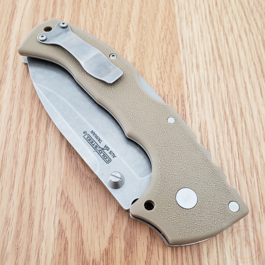 Cold Steel 4 Max Scout Folding Knife 4″ AUS-10A Steel Blade Tan Griv-Ex Handle