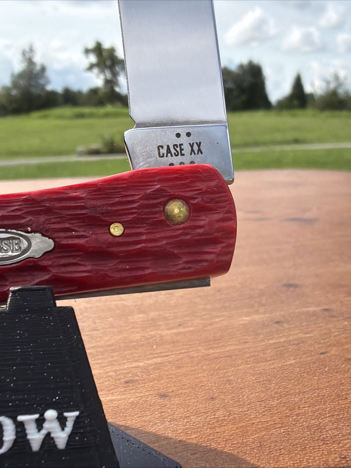 Case XX 2025 Dark Red Peach Seed Jig Bone 6137 CS Sod Buster Jr. Knife
