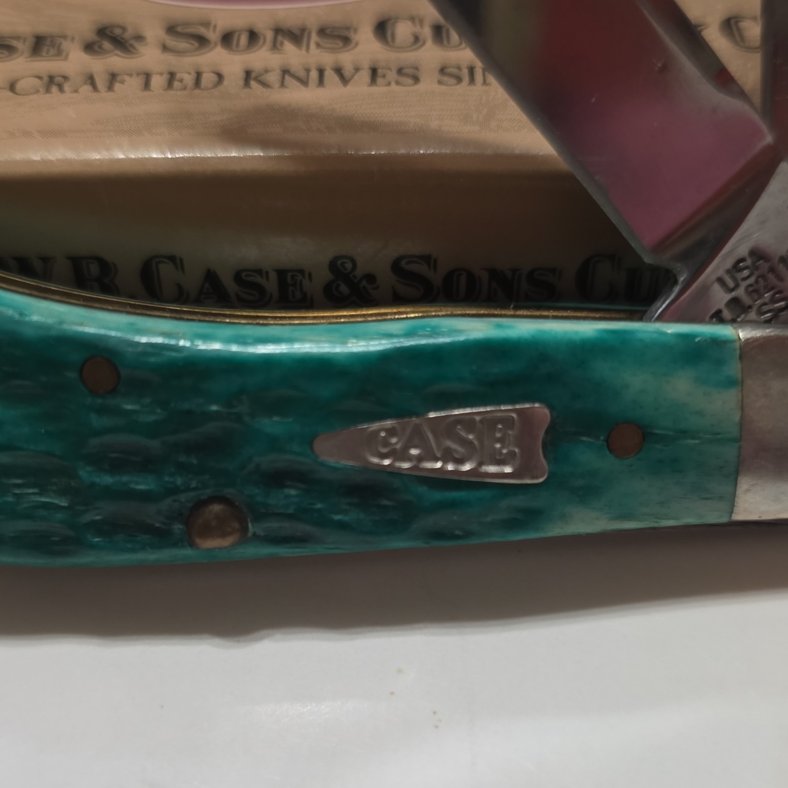 Case XX 6254 2-Blade Slipjoint Pocketknife, Stainless, Green Bone Handle