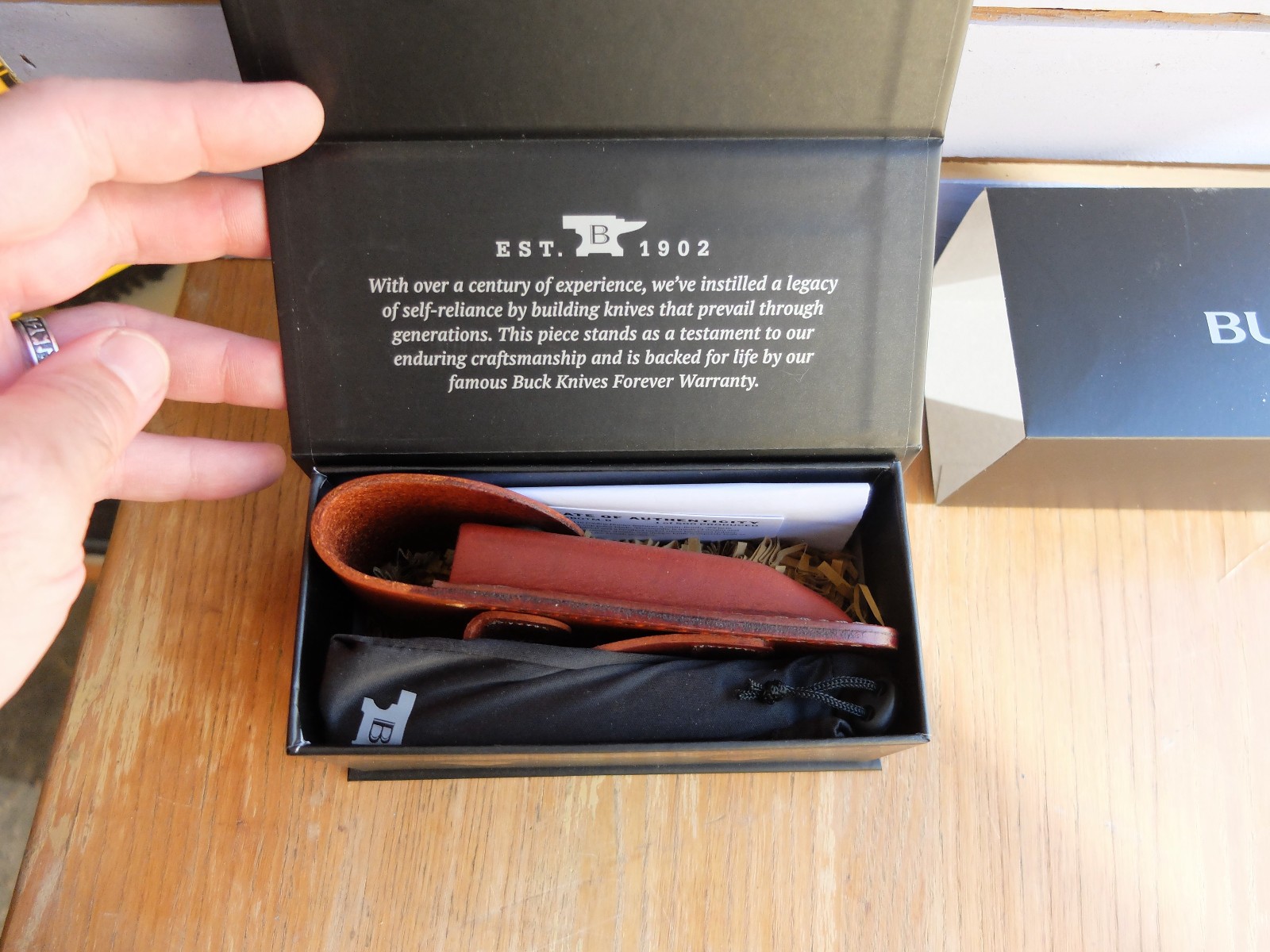 Buck 110 Bos Magnacut blade blue denim micarta folding hunter knife w COA BOTM