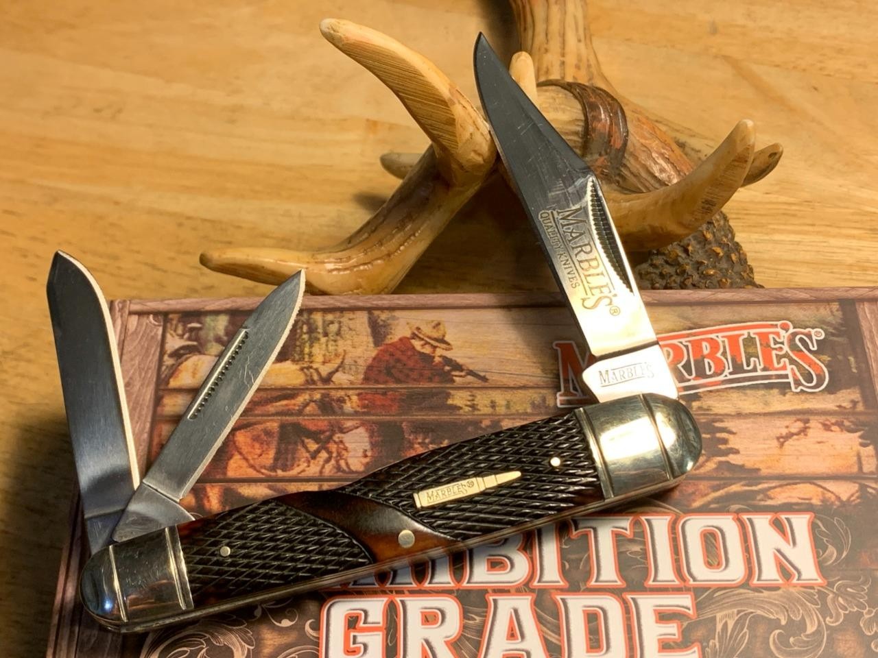 Marbles Large Whittler Brown Checkered 4 1/2″ Pocket Knife MR686