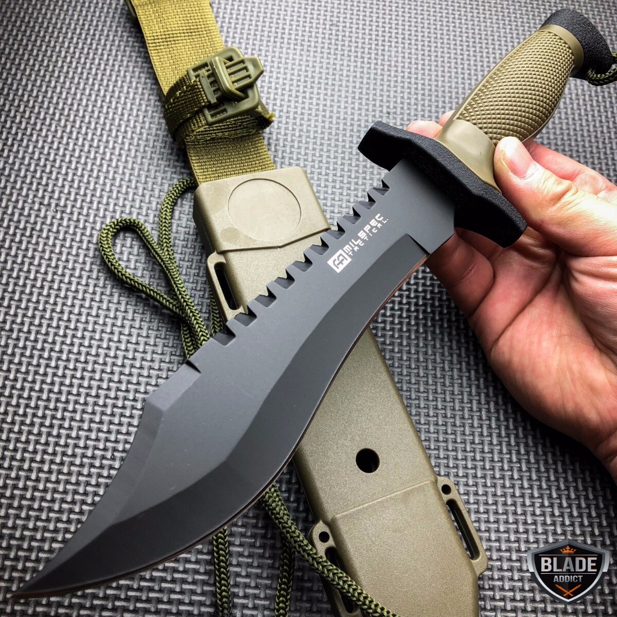 12″ COMBAT TACTICAL SURVIVAL HUNTING KNIFE w/ SHEATH MILITARY Bowie Fixed Blade