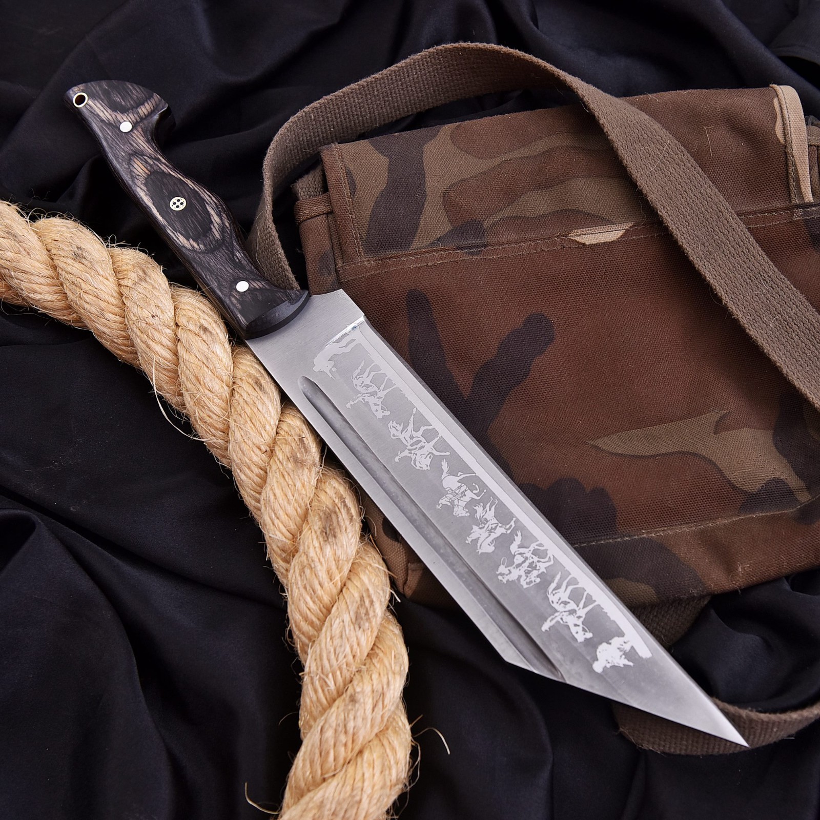 Viking Seax Knife Rail Carbon Steel Tactical Knife Bushcraft Knife W/Sheath