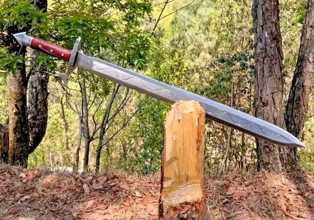 34″ Long Medieval Viking Sword | Handmade Carbon Steel Blade | Hunting | Camping