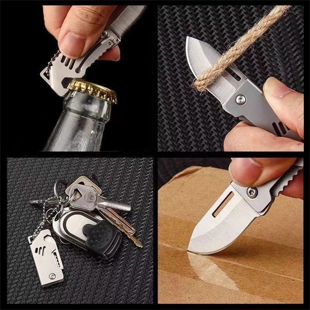 Mini EDC Foldable Pocket Knife Keychain Survival Tool Bottle Opener || US SELLER