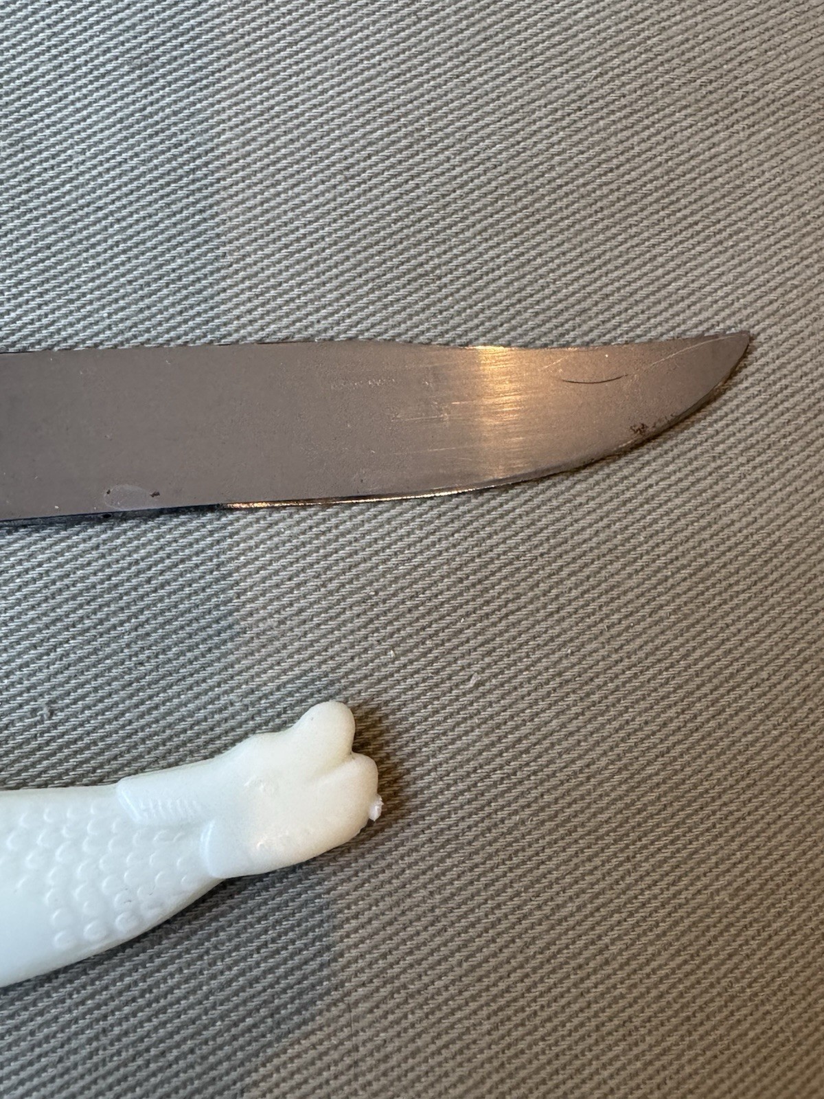 Τraditional Cretan Greek Knife with White Plexiglass Plastic Handle and Sheath