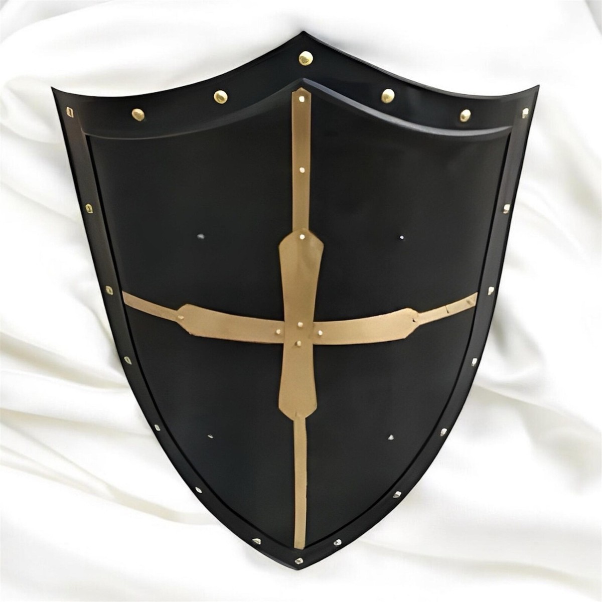 Medieval Crusader Shield – Black And Gold Templar Cross Knight Armor
