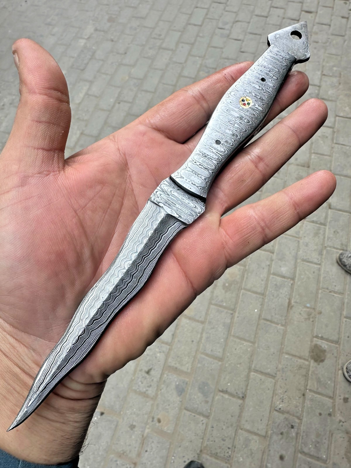 Custom Made Hand Forged Damascus Steel Tri Double Edged Dagger Knife 2418