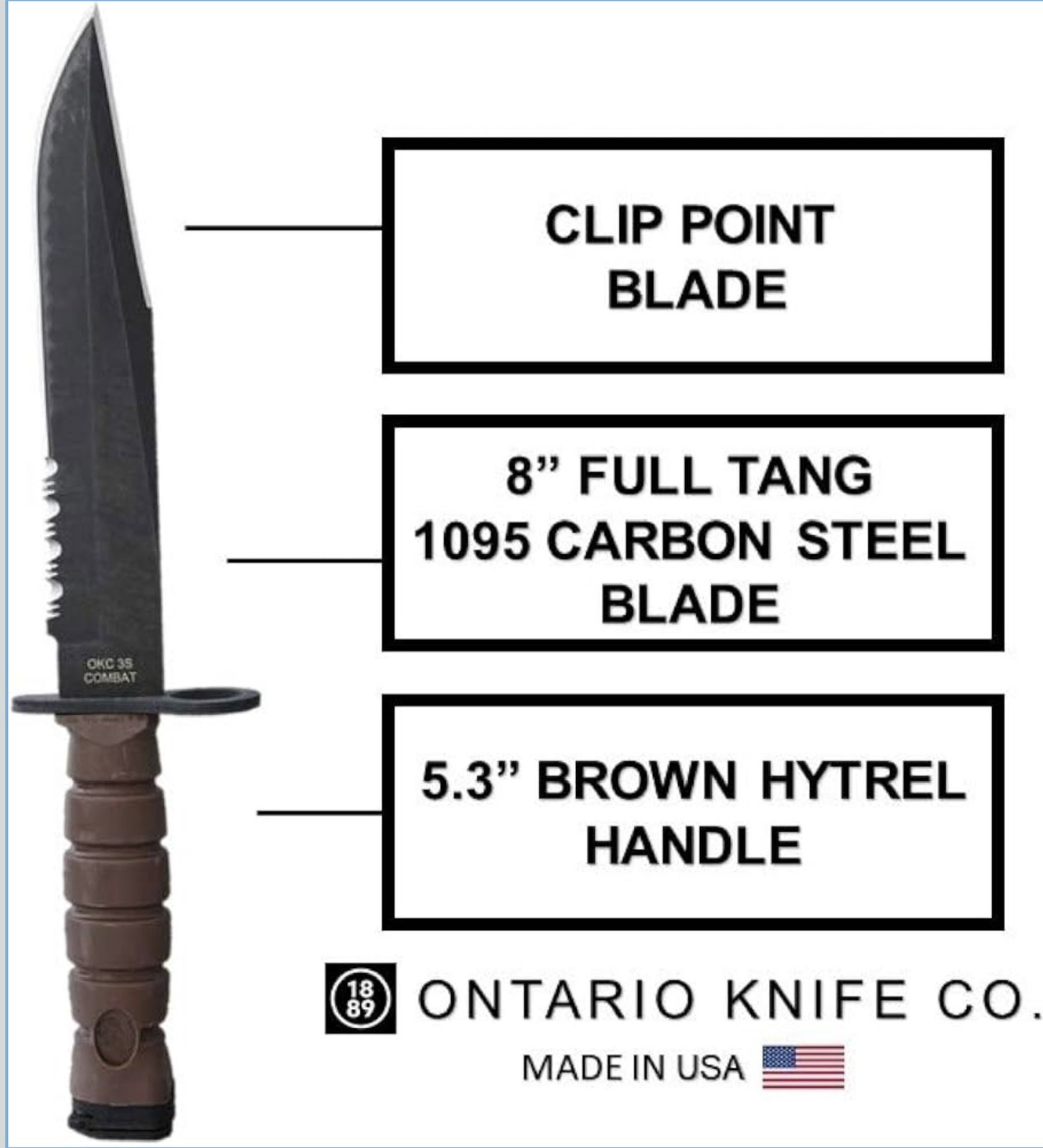 The Ontario OKC3S is the official combat knife and bayonet
