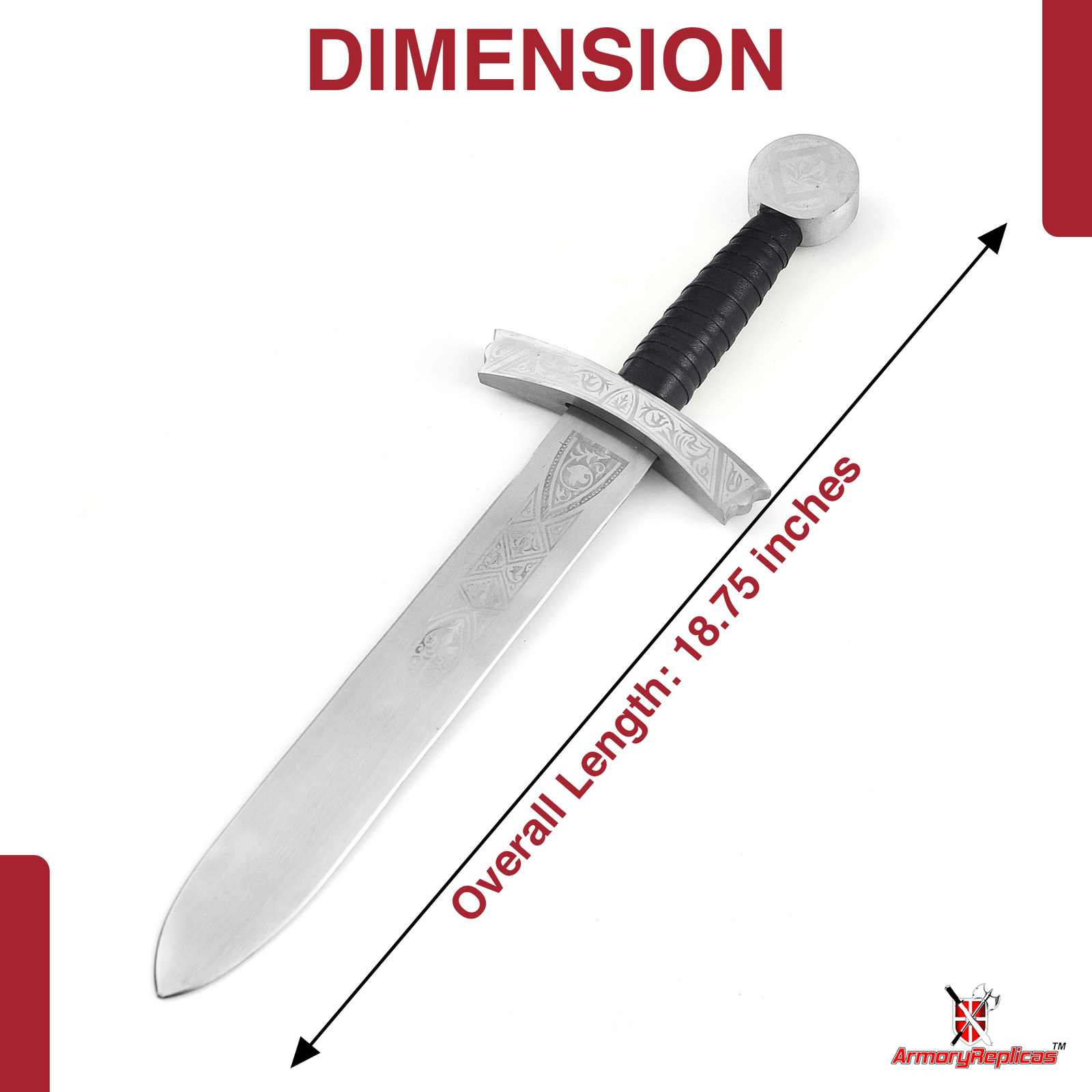 Collectible Medieval Dagger with Decorative Carbon Steel Blade w/ Scabbard