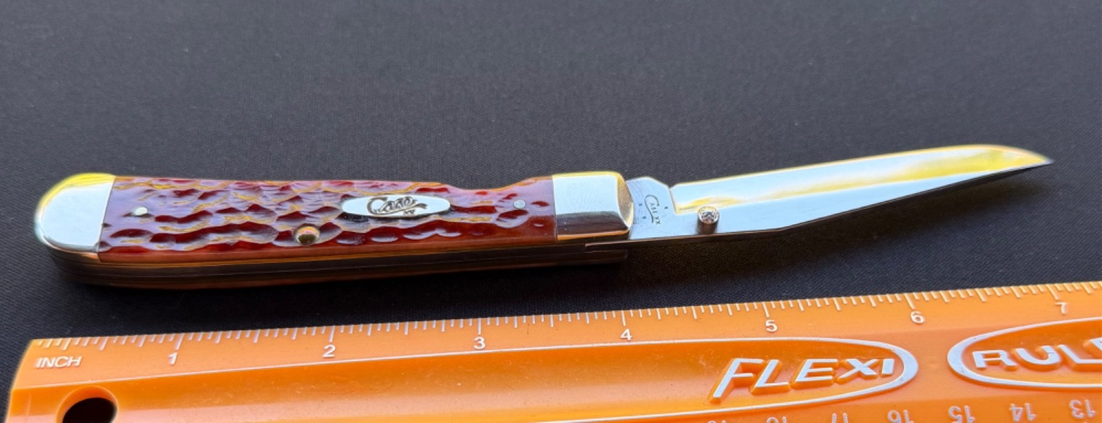 2017 Case XX USA 6154L CV Trapperlock Red Bone Linerlock Pocket Knife Used