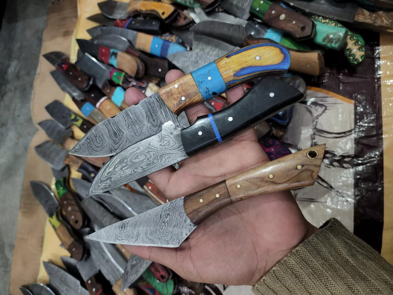 Lot of 20 Custom Handmade Damascus Steel 8″ Full Tang Skinner Hunting Knifes USA
