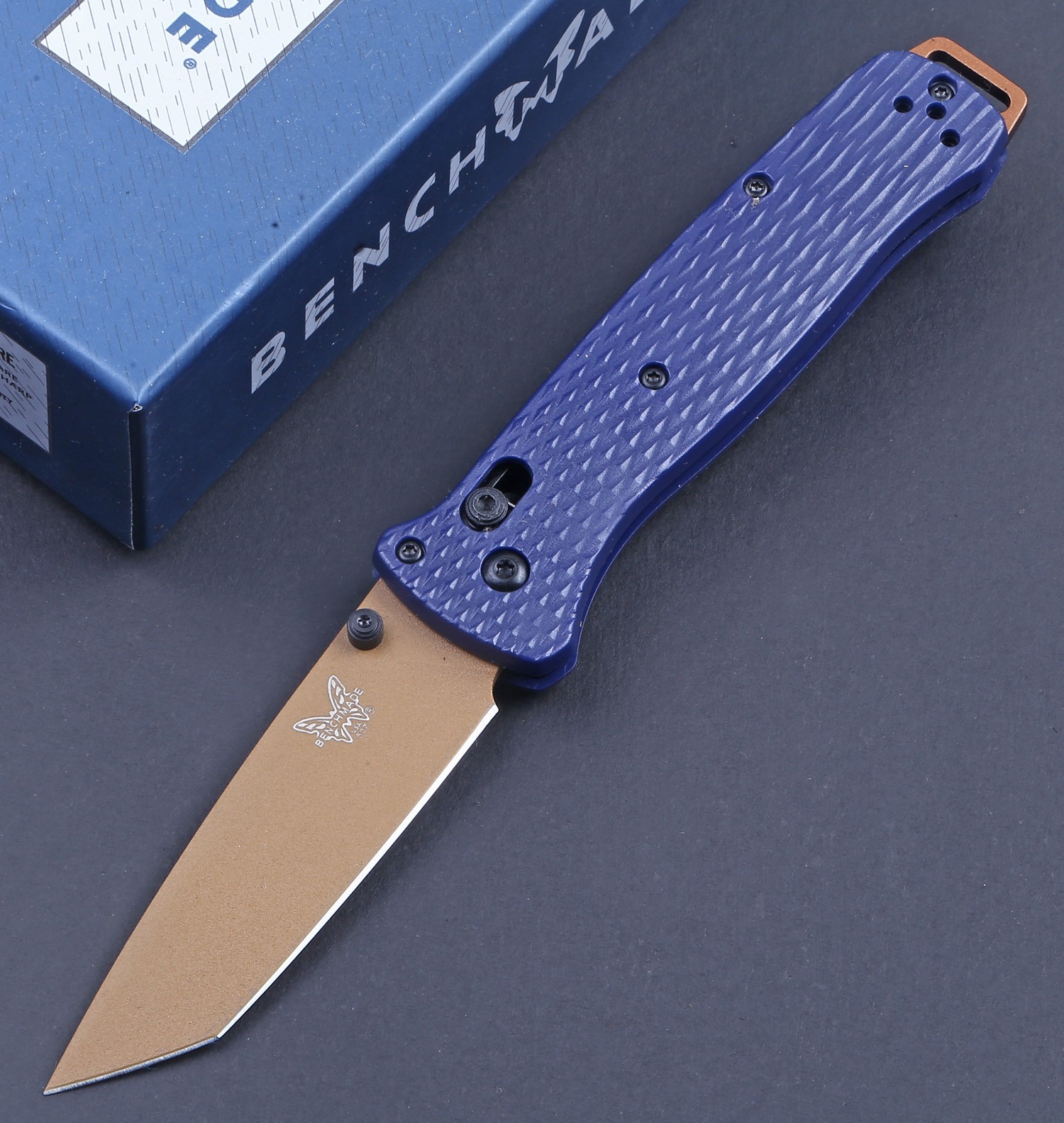 Blue Glass Fiber Handle Gold Color Tanto Blade Axis Lock Pocket Tactical Knife