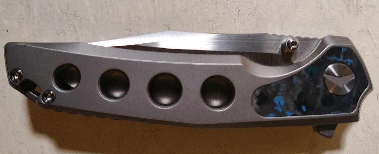 New FerraMonster Valken 3.5″ M390 Belt Satin Clip Pt Titanium w/Fat Carbon Inlay