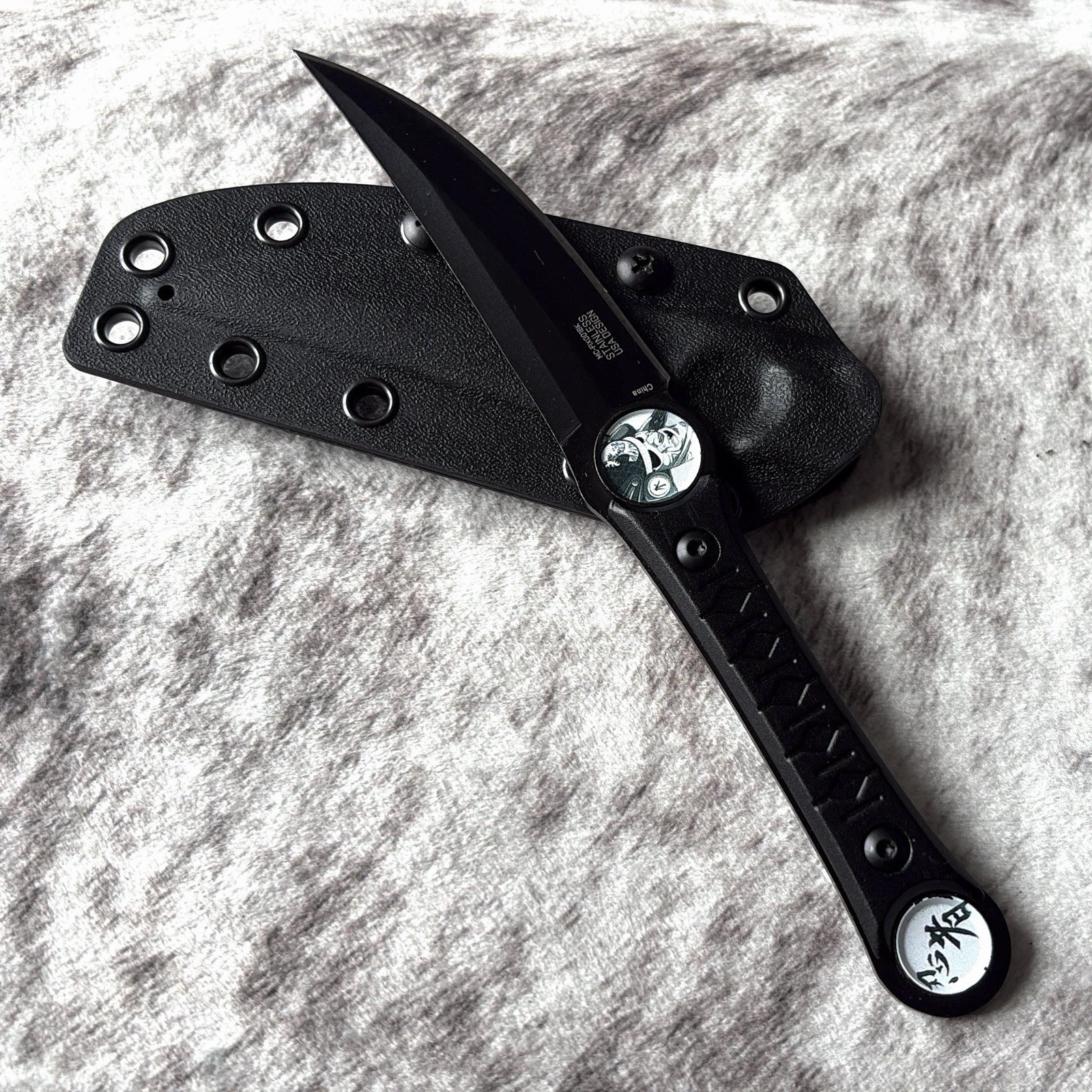 19cm Fixed Blade Knife Kydex Sheath Full Tang Back Pocket Clip Horizontal Carry