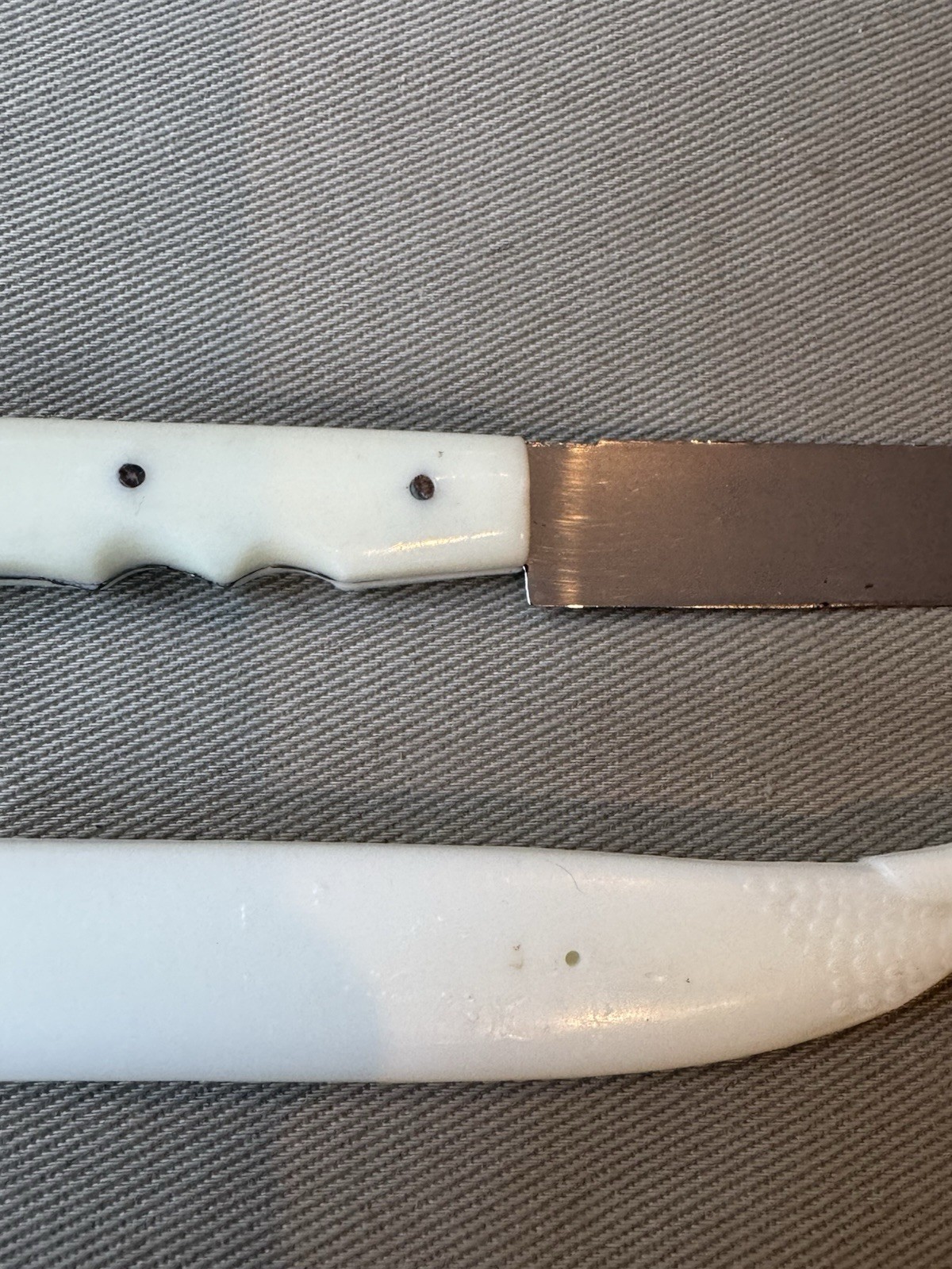 Τraditional Cretan Greek Knife with White Plexiglass Plastic Handle and Sheath