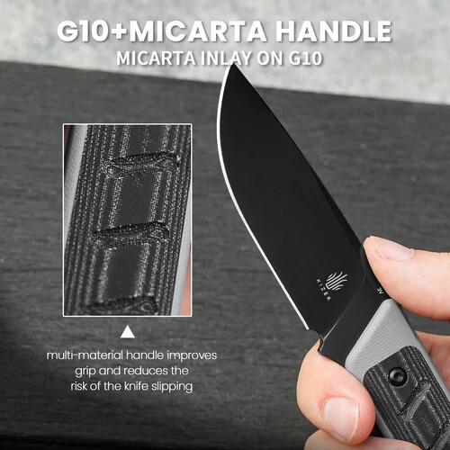 Kizer Smolt Drop Point Fixed Blade Knife 3V Blade G10+Micarta Handle 1063A1