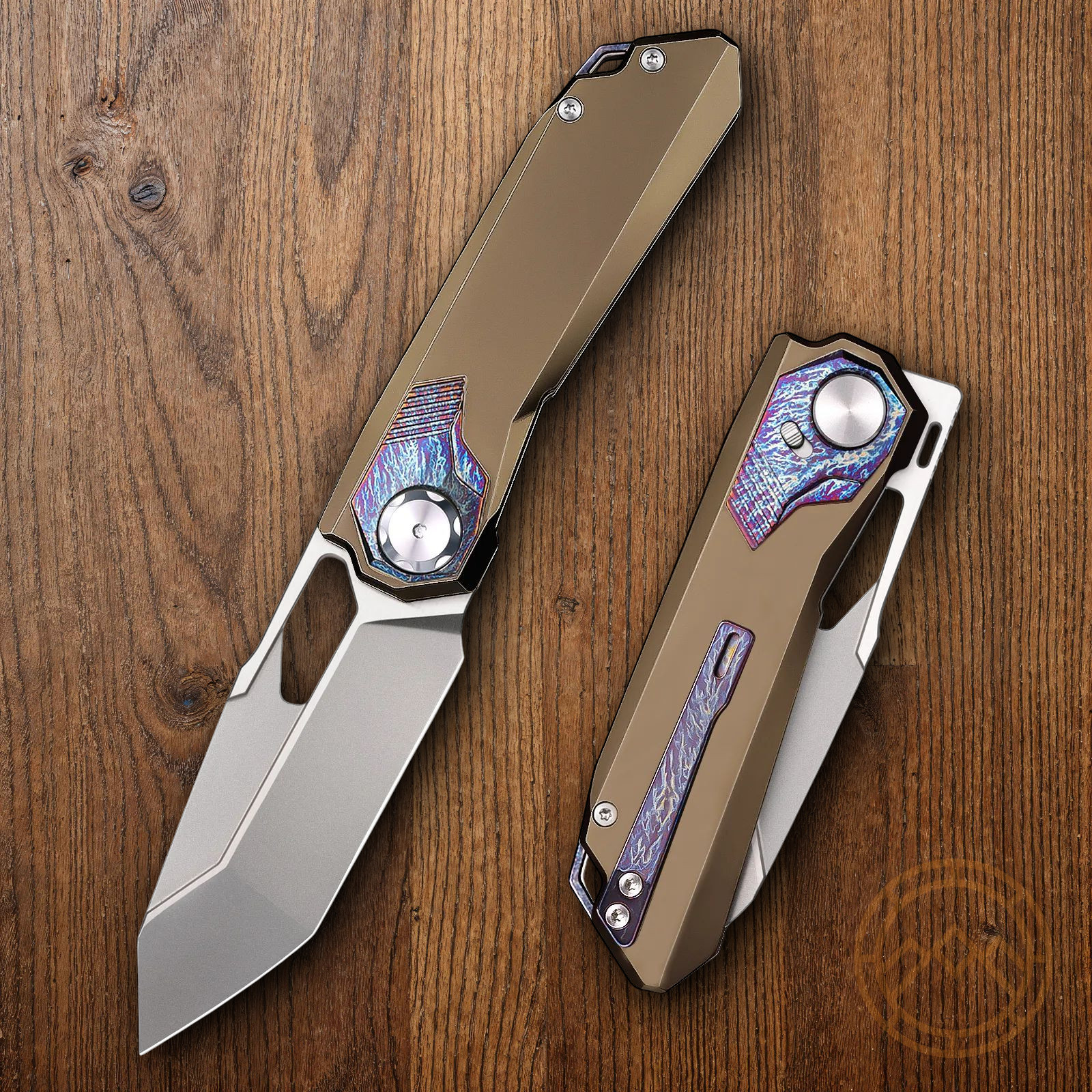 REMETTE Peregrine Folding Knife 3.13″ M390 Steel Blade Titanium/Timascus Handle