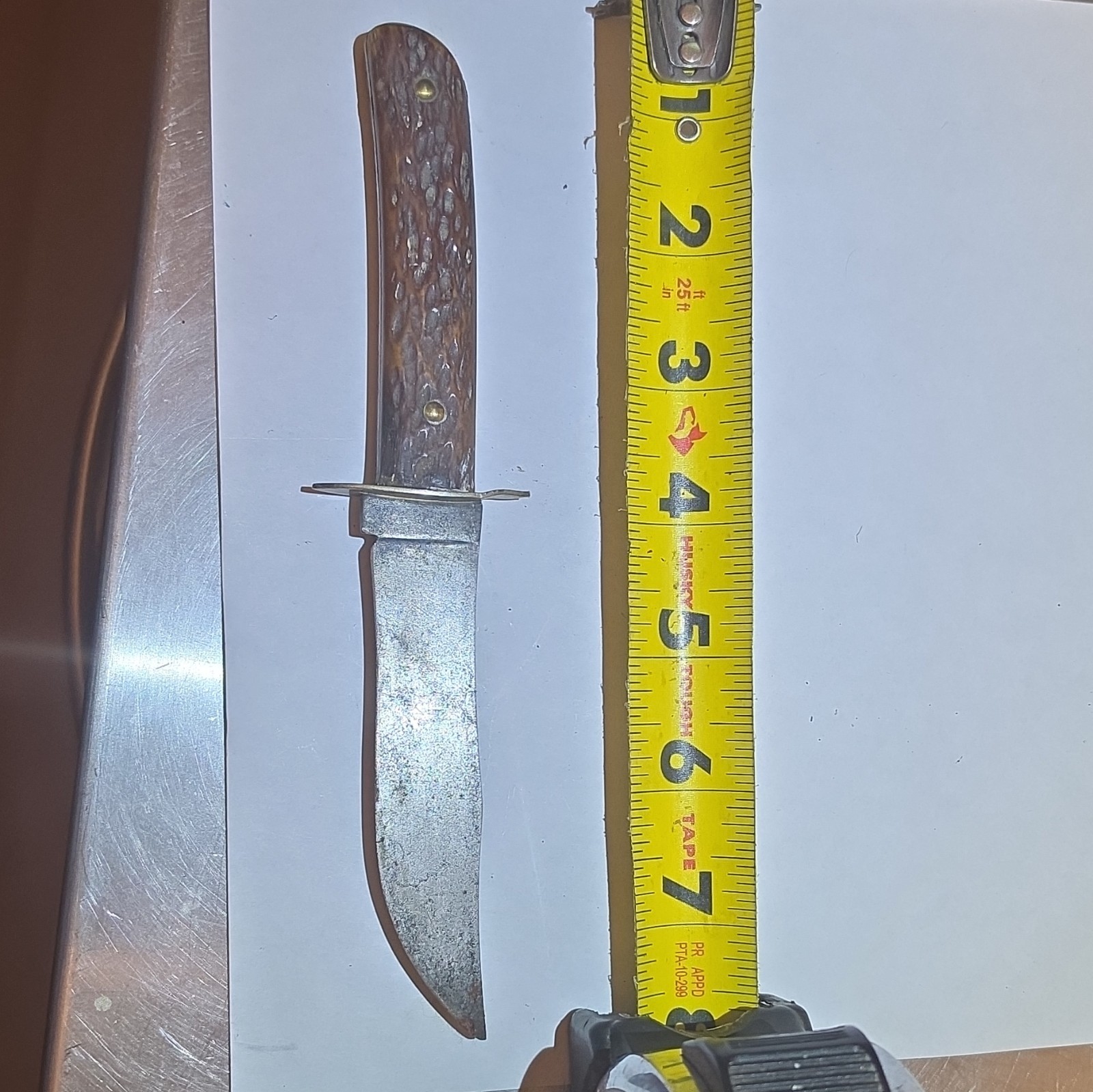 Remington Fixed Blade Hunting Knife, Full Tang Clip Point, Wood Handle