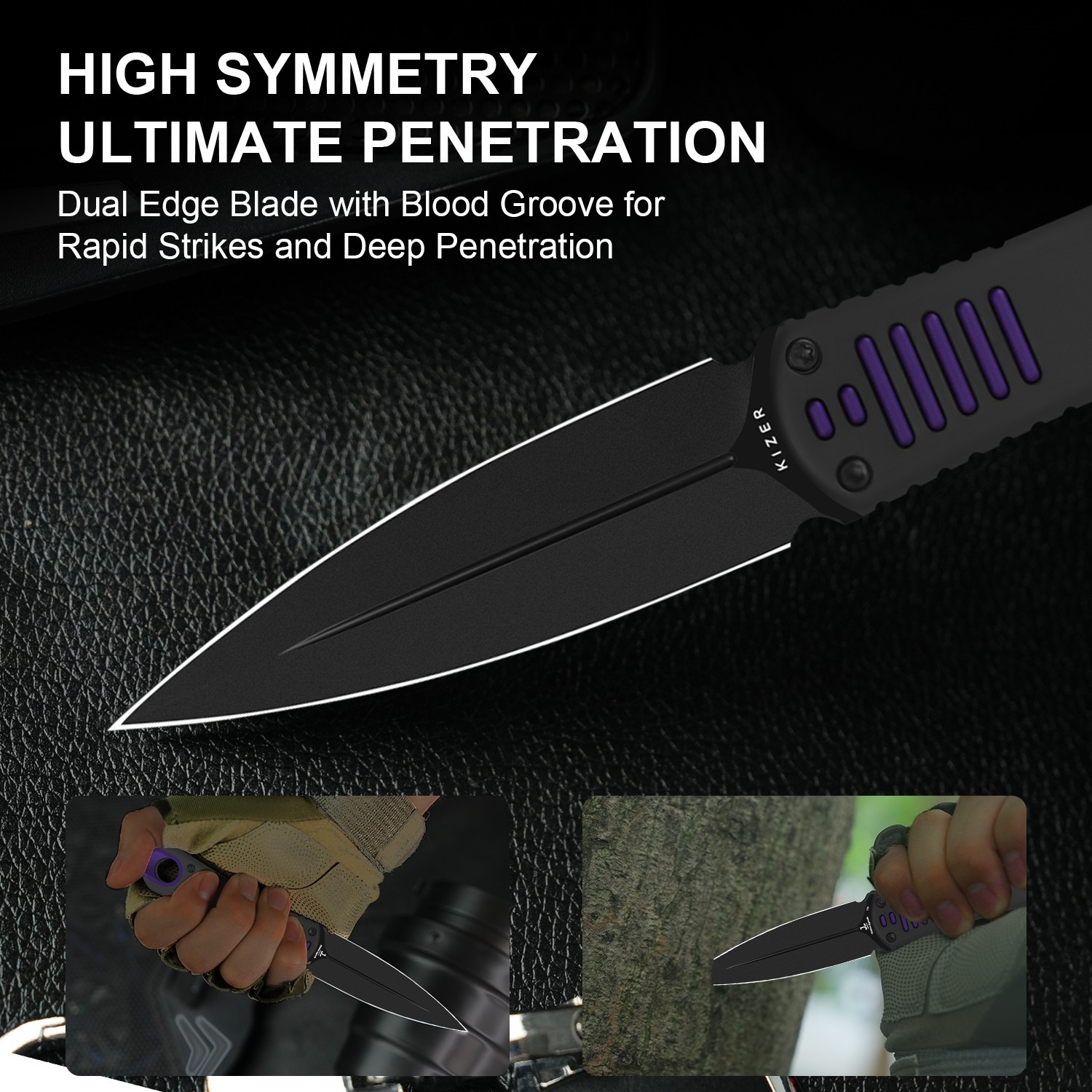 Kizer Hidden Agenda EDC Fixed Knife 10V Blade Aluminum Handle + Sheath 1083A1