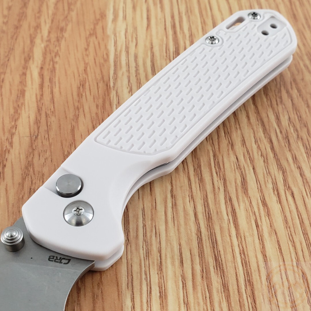 CJRB Pyrite Folding Knife 3.25″ CPM S90V Steel Blade Light Gray FRN Handle