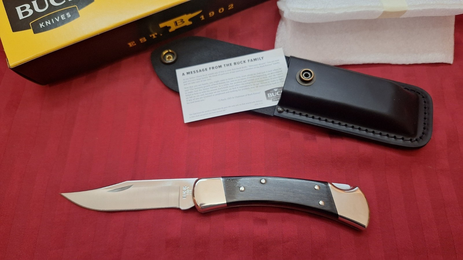 New Buck 110 Hunter Clip Point Knife Nickel Sliver Stamped Tang! Yes Nickel!