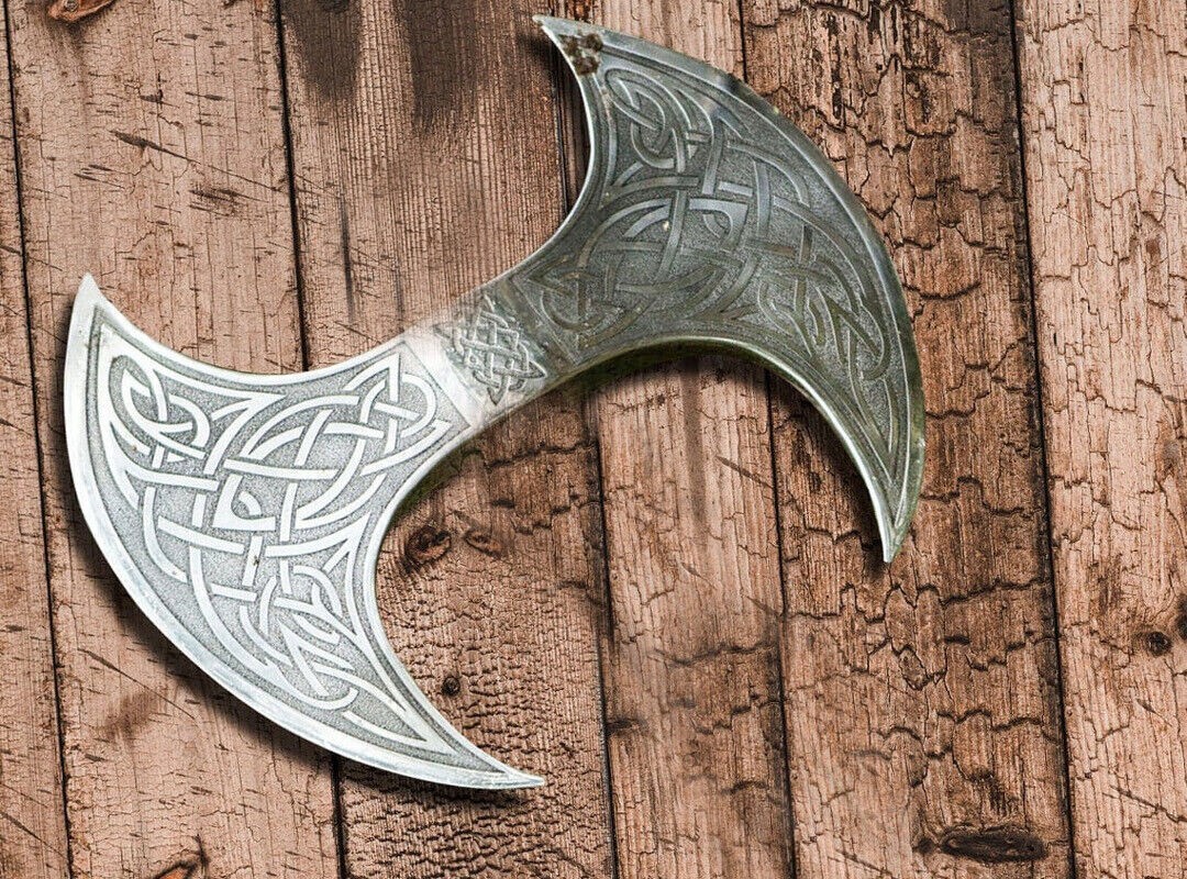 Double Head Hand forged High carbon steel handmade Viking Axe With leather Shet